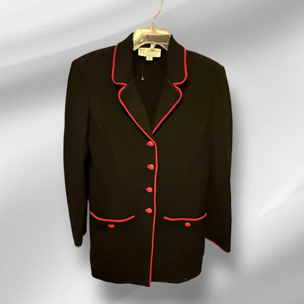St. John Collection by Marie‎ Gray Black Sweater Blazer